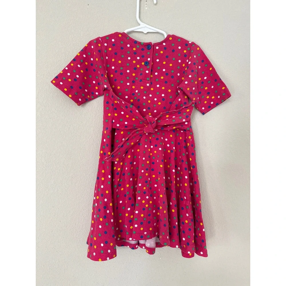 Florence‎ Eiseman Hot Pink Polka Dot Twirl Dress Girls Size 5 Tie Waist